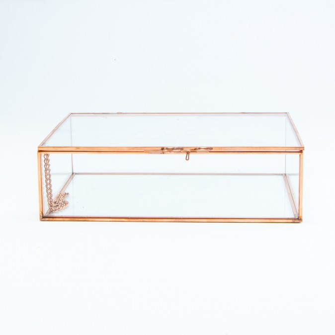 Boîte en verre rectangulaire petit format - Or rose