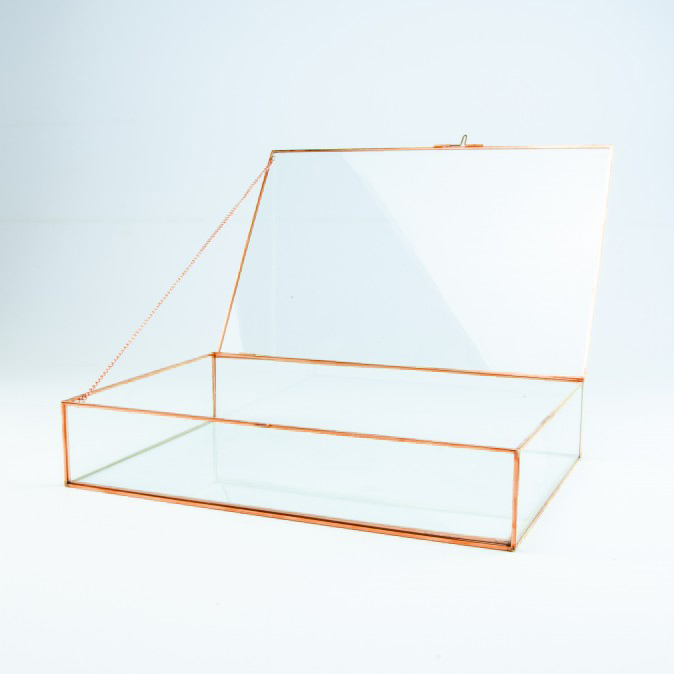 Boîte en verre rectangulaire format moyen - Or rose